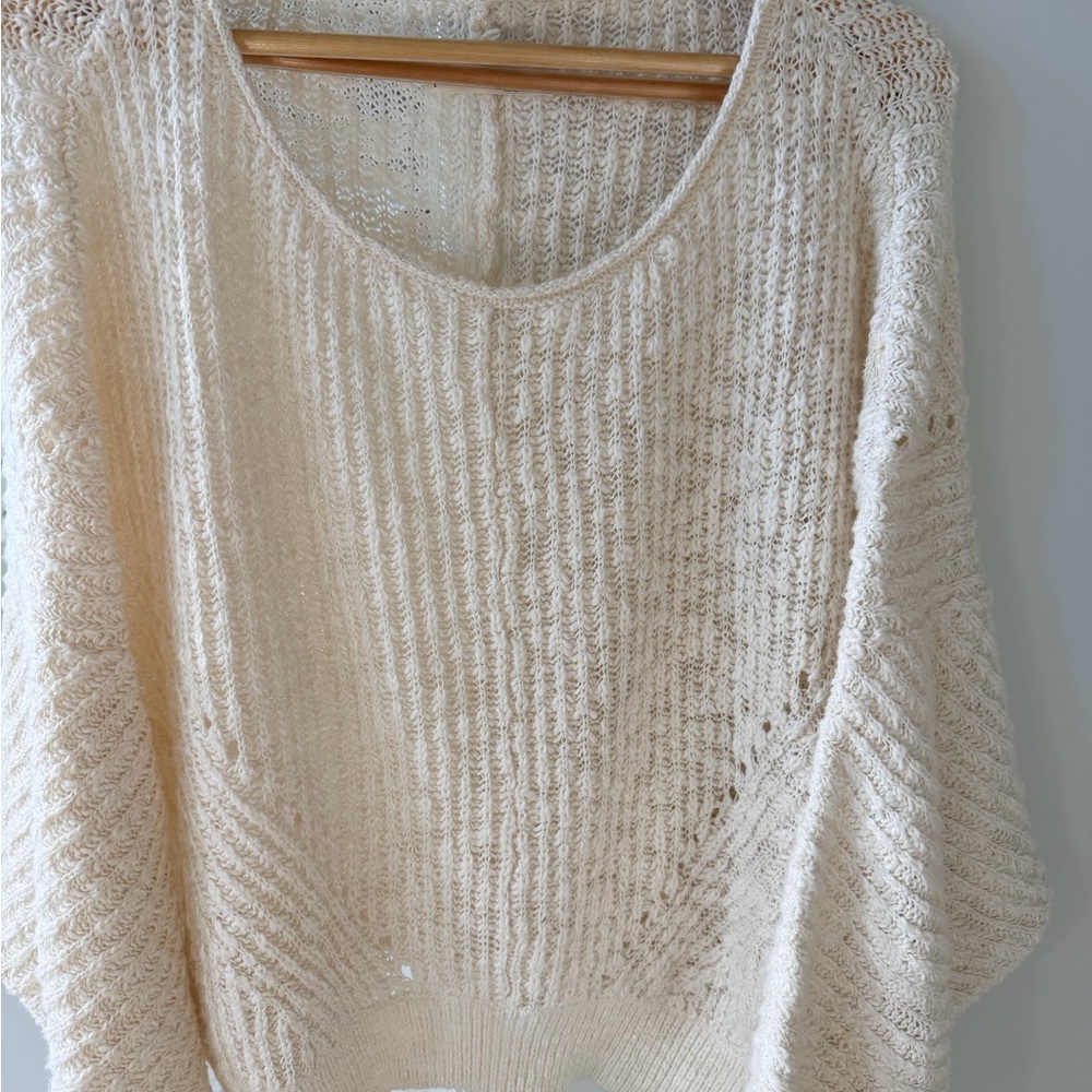 Anthropologie Cream Open knit Sweater